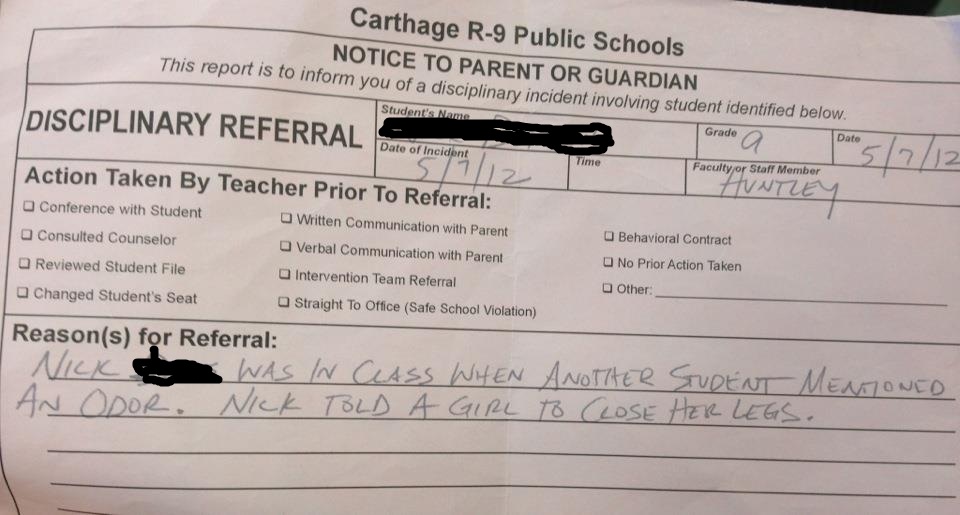 Disciplinary referral